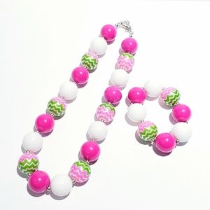 Chunky Bubblegum Necklace and Bracelet